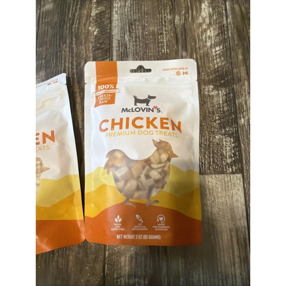 McLovins Pet Food Dog Treats Chicken Freeze Dried 3 Oz Bags (2) Exp 9/27/26
